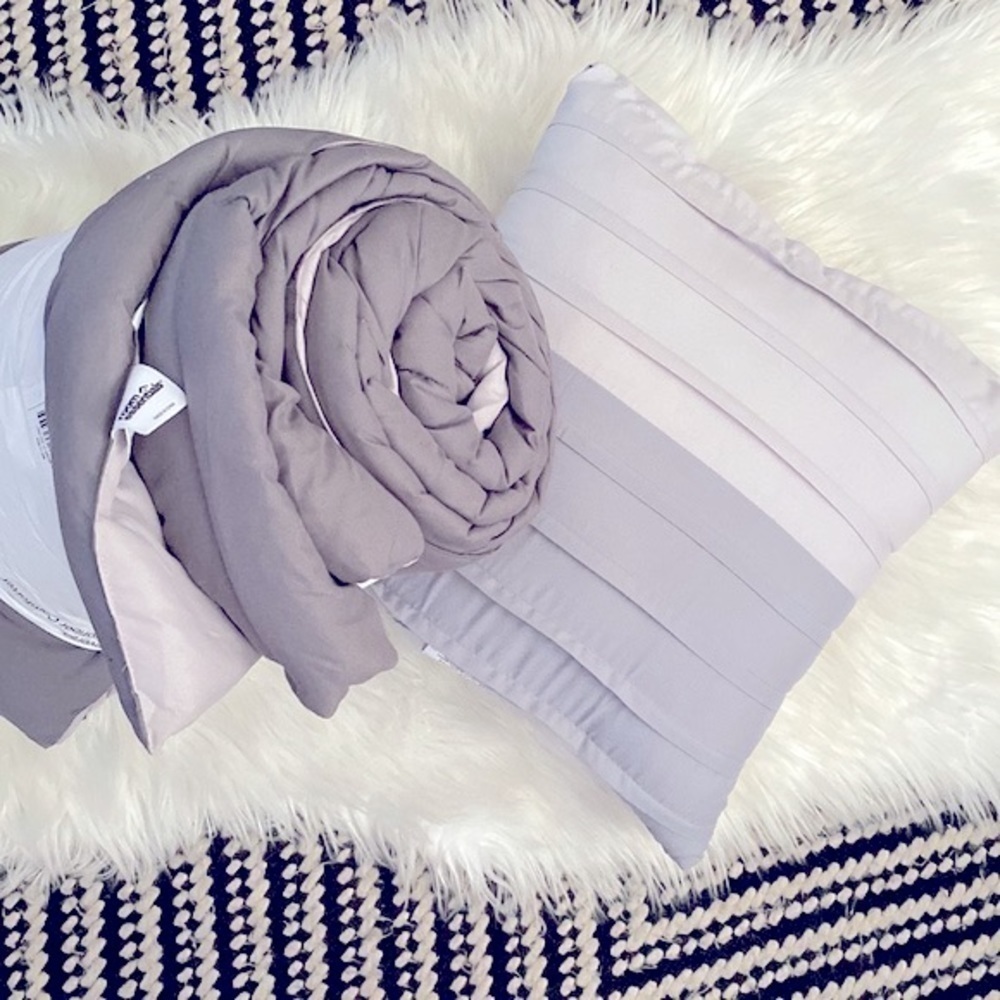 NWT Room essentials gray on gray comforter & throw pillow